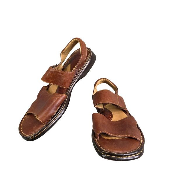 Womens Born Brown Leather Sandals Adjustable Straps Comfortable Casual Size 8 - Picture 1 of 8